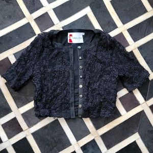 Twelve by Twelve black rose cropped cardigan,  size medium